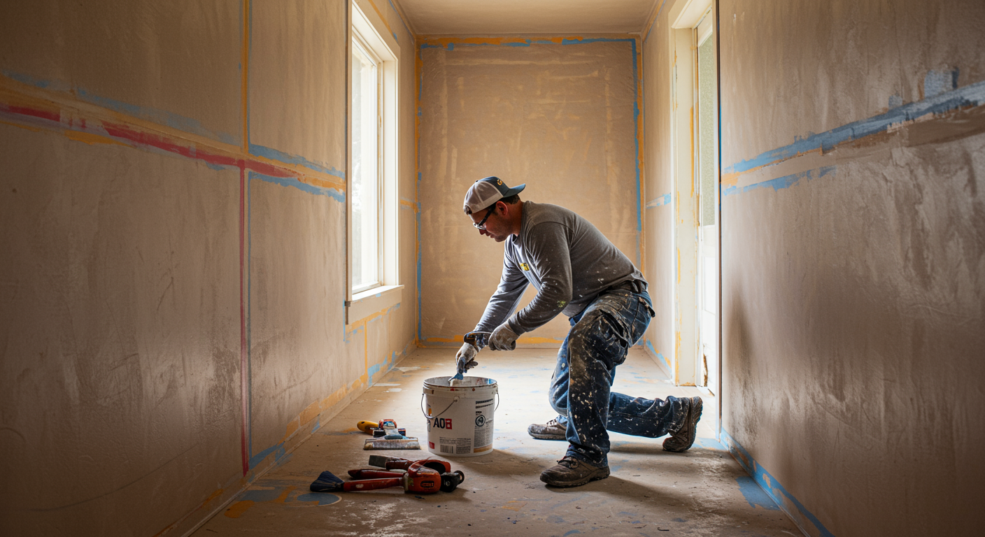 A local painter in San Diego applying a fresh coat of paint to a residential home, showcasing vibrant colors. The painter is focused and professional, with tools neatly arranged nearby.
